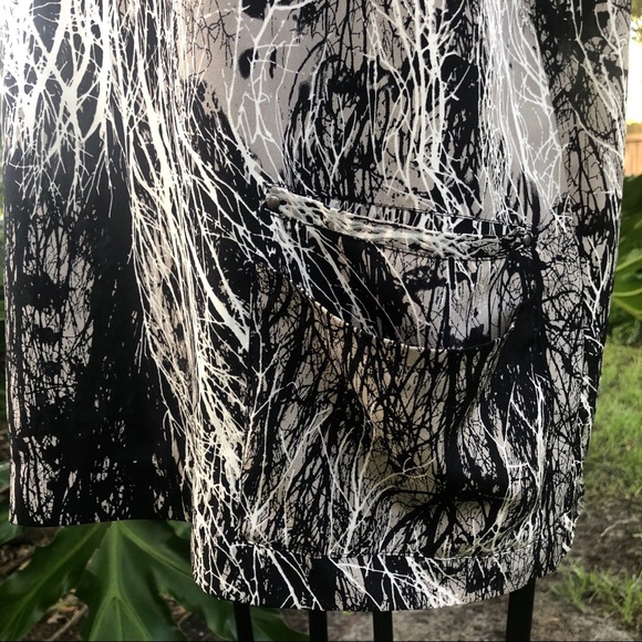 Kenzie Black and White Abstract Tree Print Blouse - Picture 2 of 8
